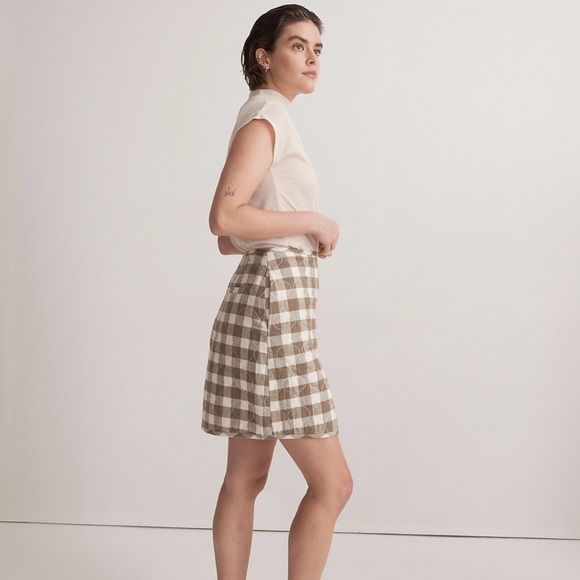 Madewell NWT Quilted Flannel Mini Skirt in Gingham Check, size 6 - Picture 4 of 12